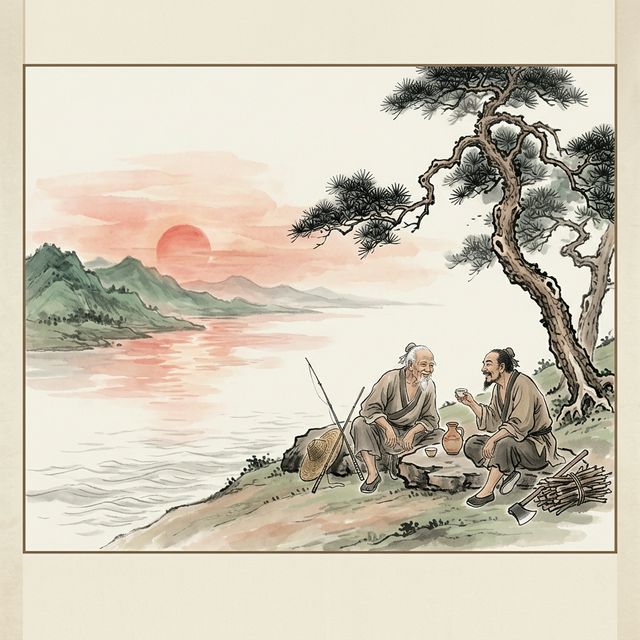 杨慎《临江仙·滚滚长江东逝水》水墨插画 - 长江 英雄 历史