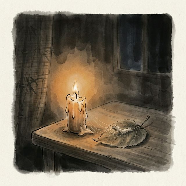 李商隐《无题》水墨插画 - 相思 蜡烛 春蚕